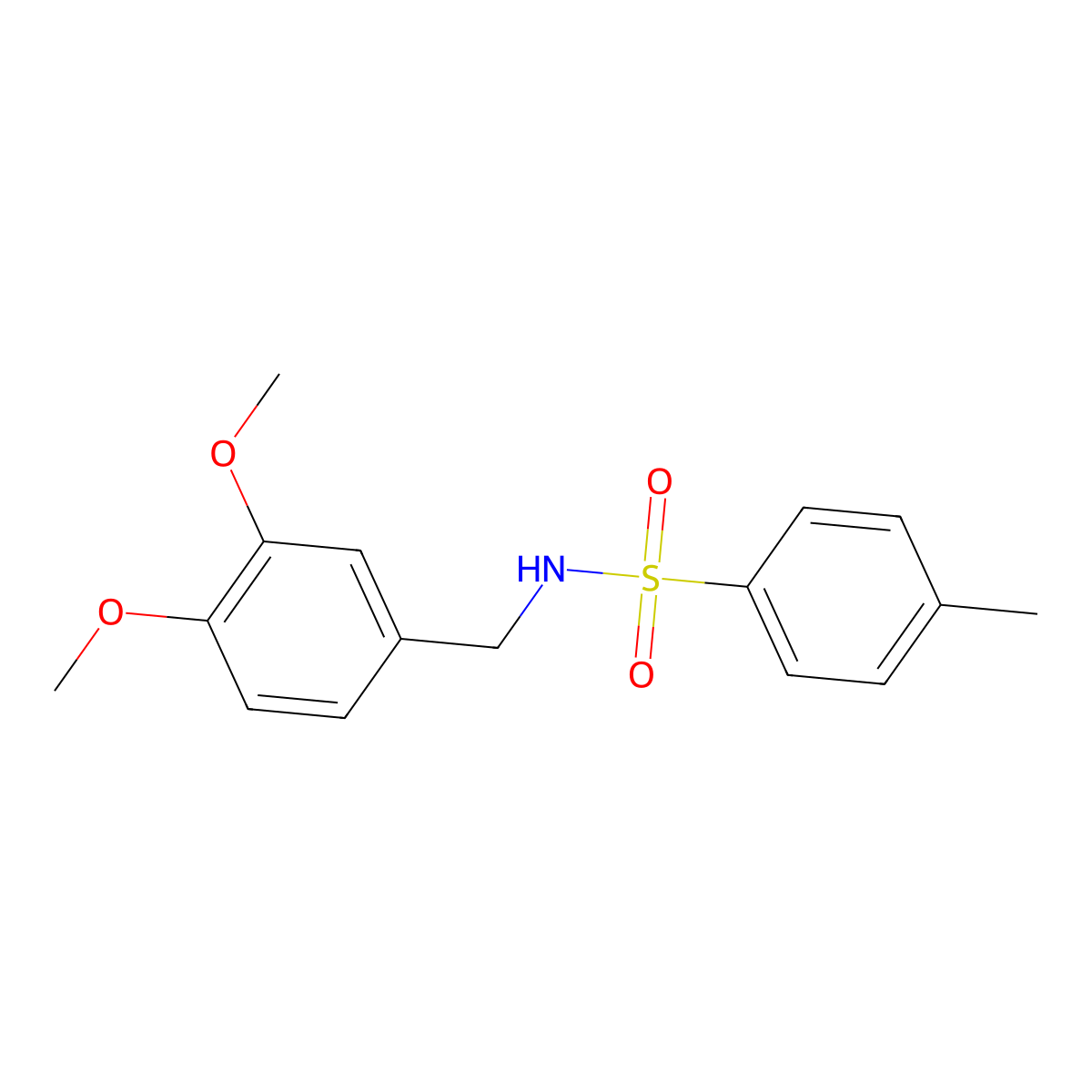 N-(3,4-dimethoxybenzyl)-4-methylbenzenesulfonamide molecular structure, CAS 65588-60-5