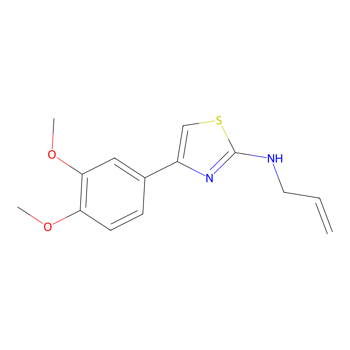 4-(3,4-dimethoxyphenyl)-N-prop-2-enyl-1,3-thiazol-2-amine molecular structure, CAS 6559-96-2