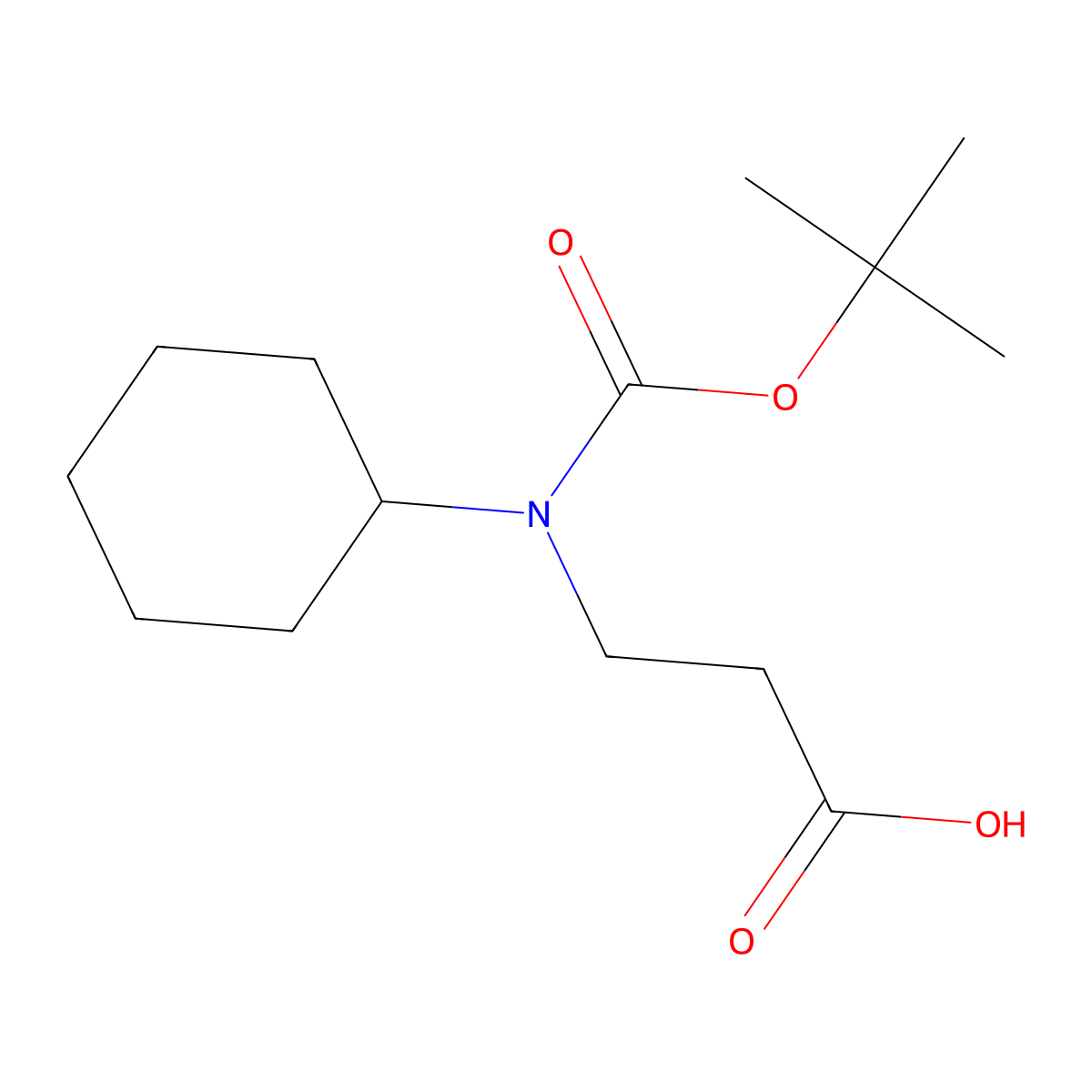 N-(tert-Butoxycarbonyl)-N-cyclohexyl-beta-alanine molecular structure, CAS 65592-16-7