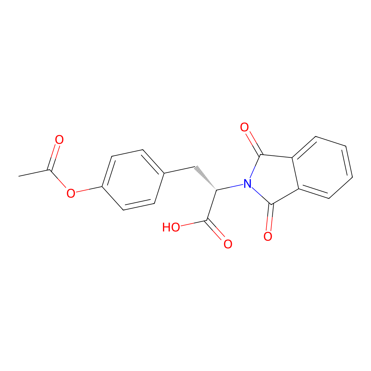 (S)-3-(4-Acetoxyphenyl)-2-(1,3-dioxoisoindolin-2-yl)propanoic acid molecular structure, CAS 65594-96-9