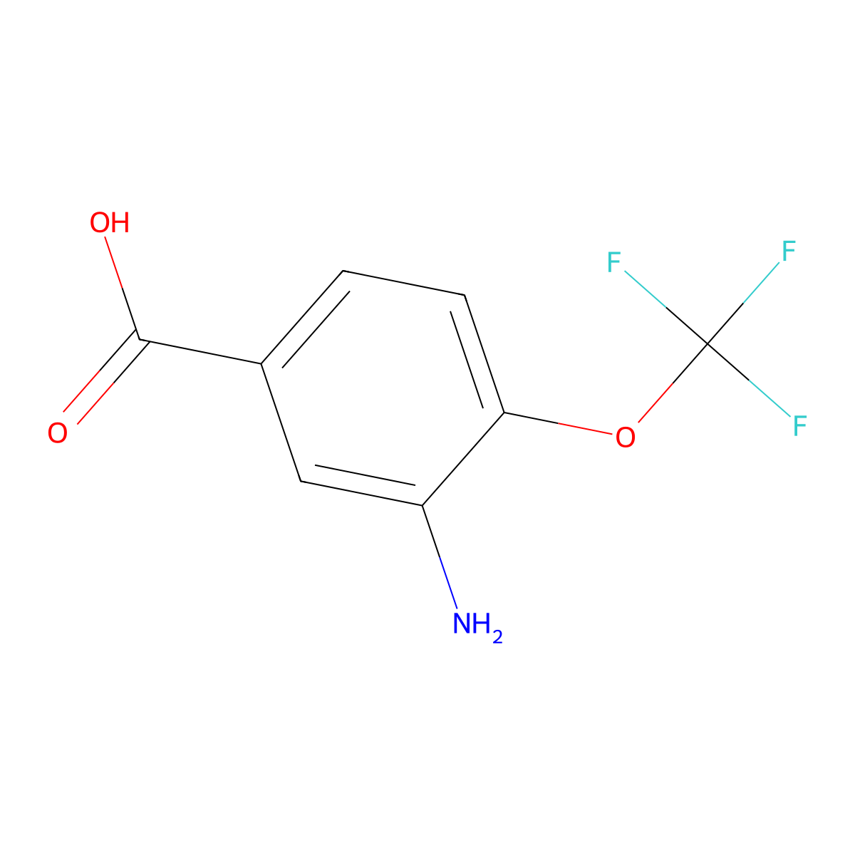 3-Amino-4-(trifluoromethoxy)benzoic acid molecular structure, CAS 656-06-4