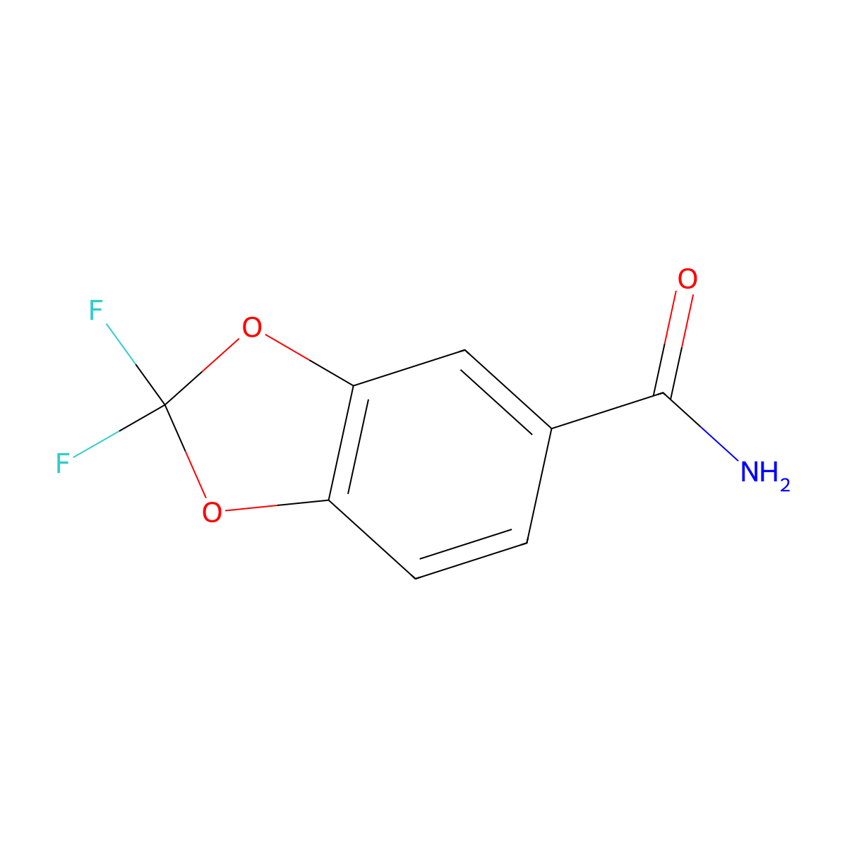 2,2-Difluoro-1,3-benzodioxole-5-carboxamide molecular structure, CAS 656-45-1