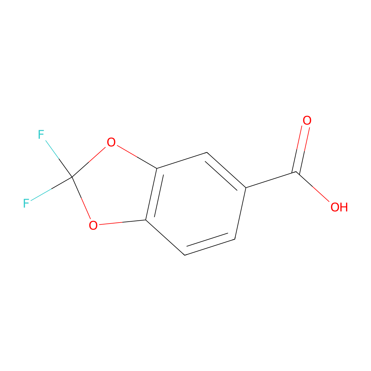 2,2-Difluoro-1,3-benzodioxole-5-carboxylic acid molecular structure, CAS 656-46-2