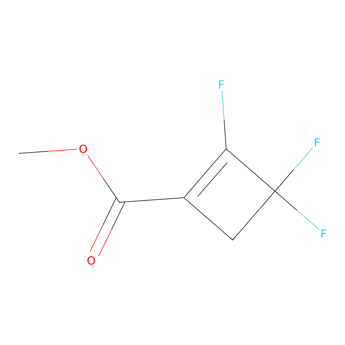 Methyl 2,3,3-trifluorocyclobut-1-ene-1-carboxylate molecular structure, CAS 656-77-9