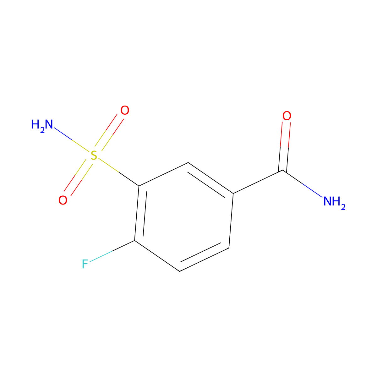 4-Fluoro-3-sulfamoylbenzamide molecular structure, CAS 656-93-9