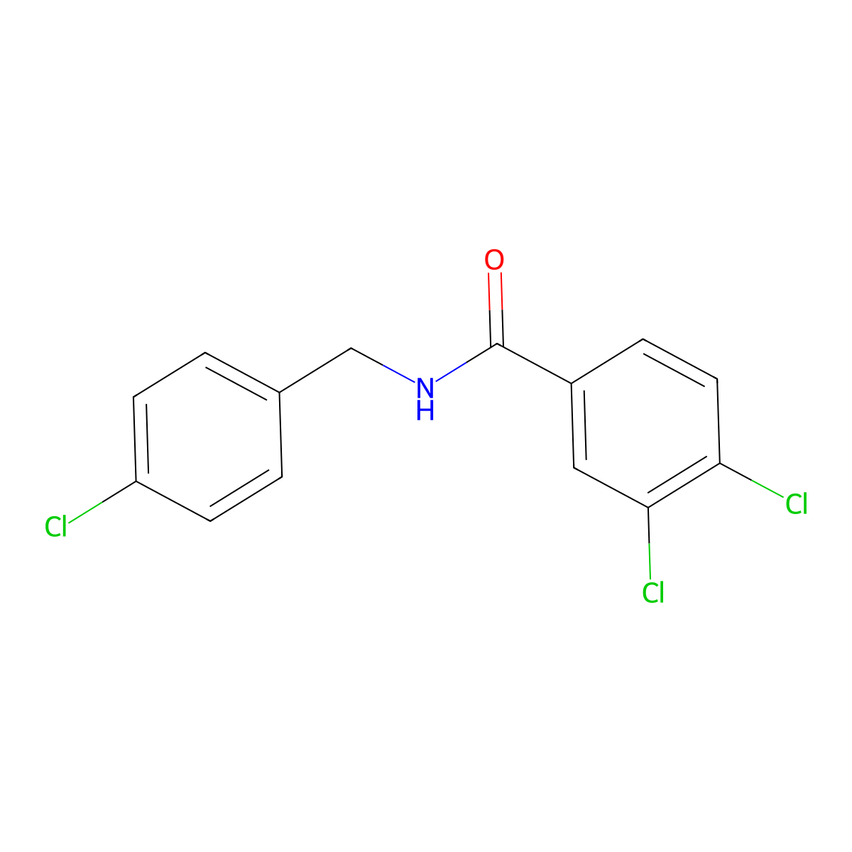 3,4-dichloro-N-(4-chlorobenzyl)benzamide molecular structure, CAS 65608-84-6