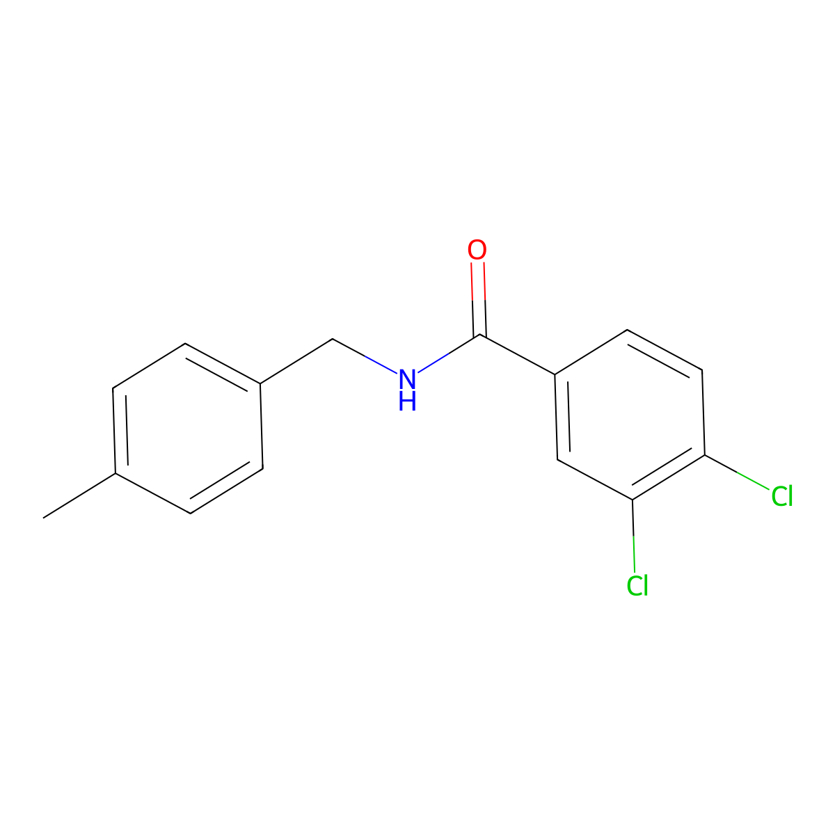 Benzamide, 3,4-dichloro-N-[(4-methylphenyl)methyl]- molecular structure, CAS 65608-95-9