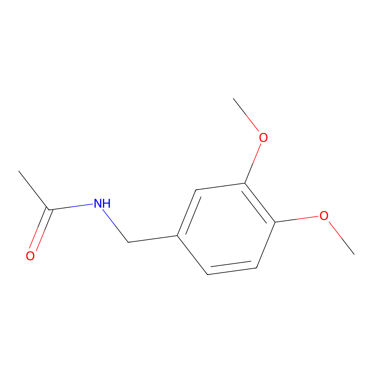 N-(3,4-dimethoxybenzyl)acetamide molecular structure, CAS 65609-25-8