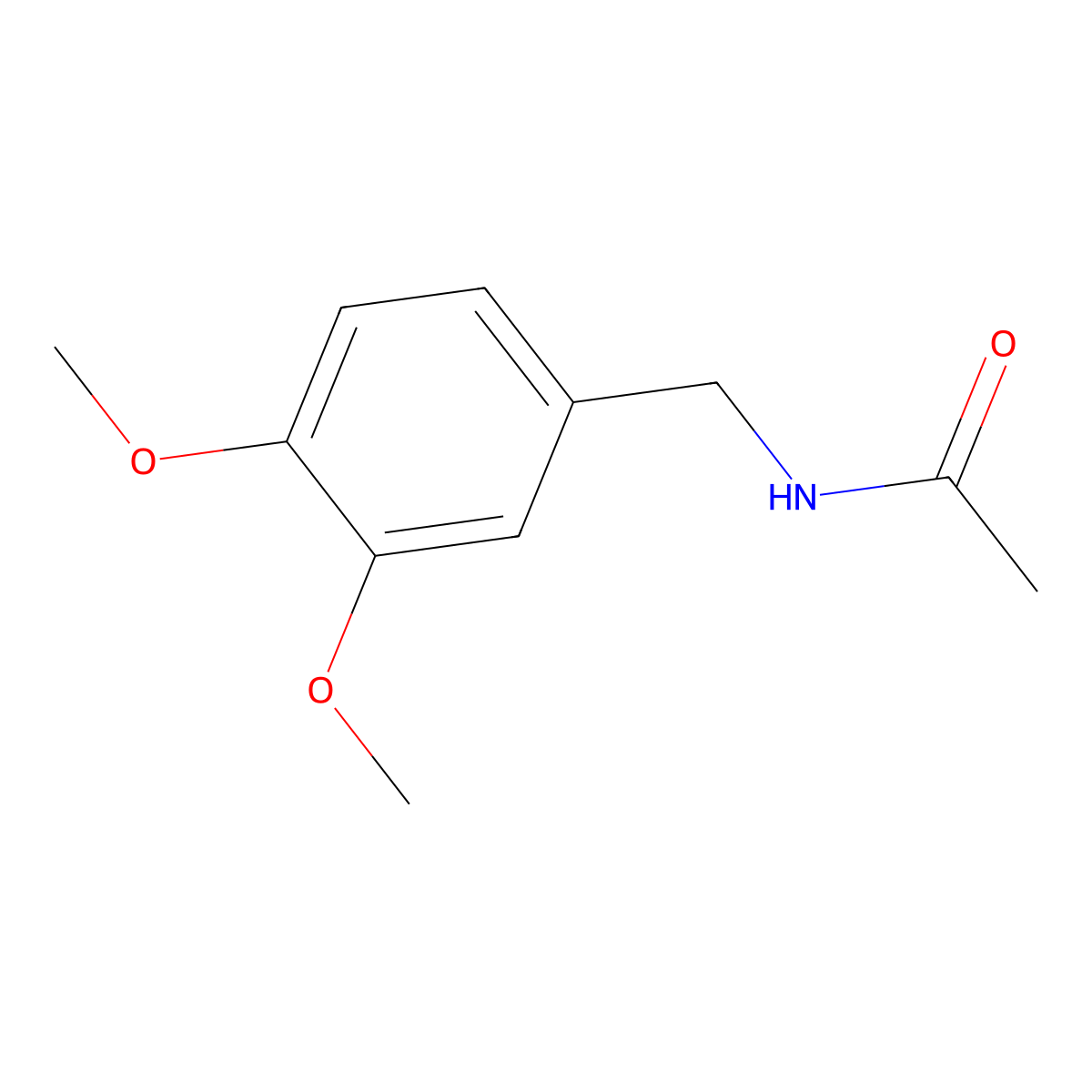 N-(3,4-dimethoxybenzyl)acetamide molecular structure, CAS 65609-25-8