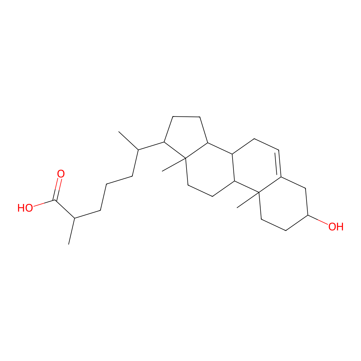 3beta-Hydroxy-5-cholestenoic acid molecular structure, CAS 6561-58-6