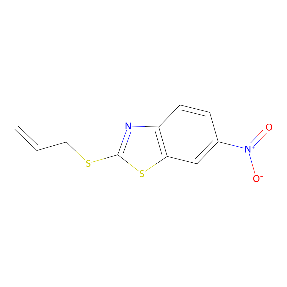 Benzothiazole, 6-nitro-2-(2-propenylthio)- molecular structure, CAS 65611-86-1