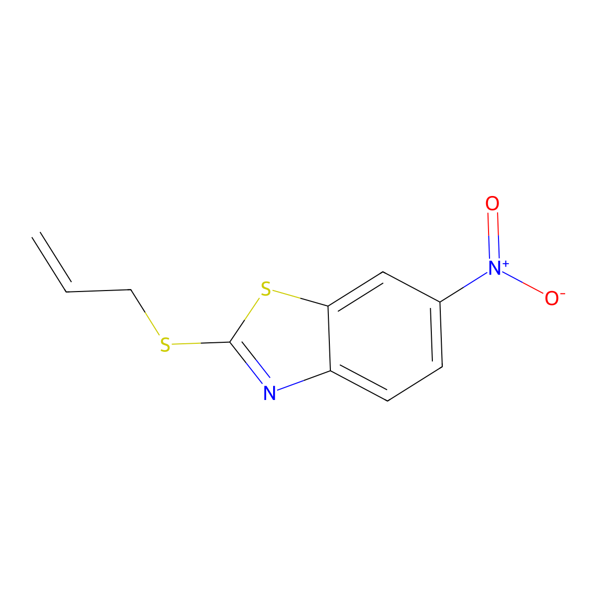 Benzothiazole, 6-nitro-2-(2-propenylthio)- molecular structure, CAS 65611-86-1