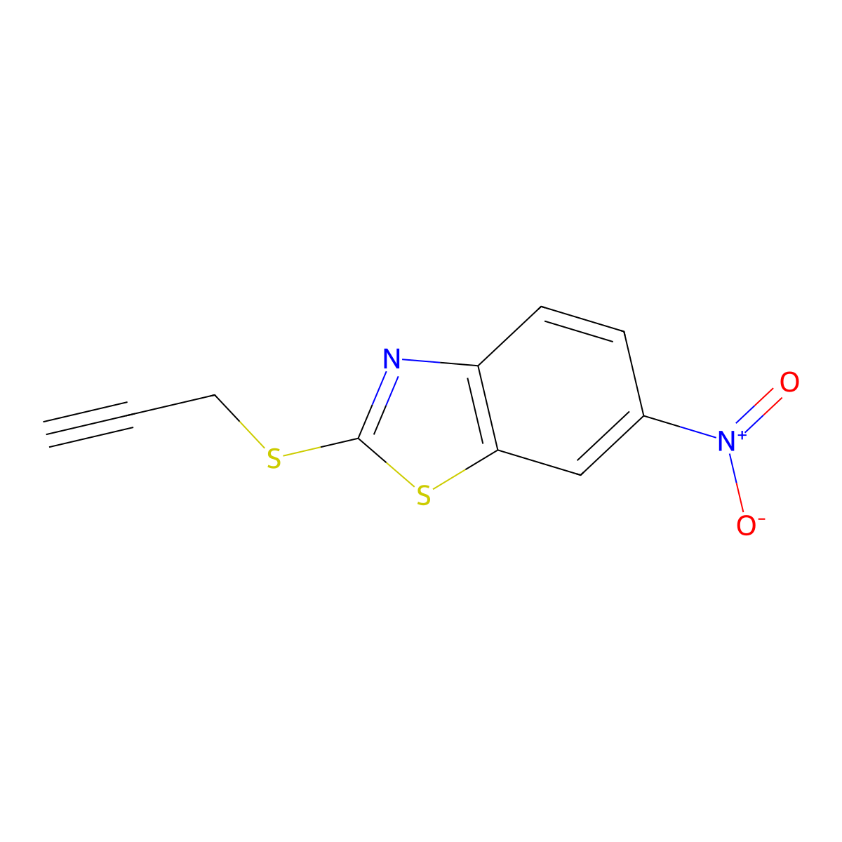 6-Nitro-2-(prop-2-yn-1-ylsulfanyl)-1,3-benzothiazole molecular structure, CAS 65611-88-3