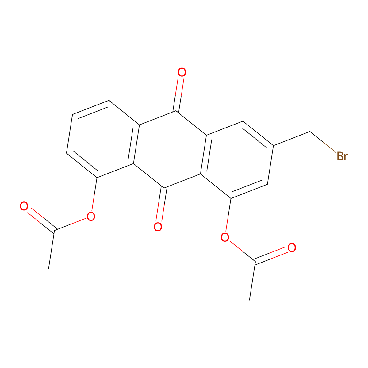 3-(Bromomethyl)-9,10-dioxo-9,10-dihydroanthracene-1,8-diyl diacetate molecular structure, CAS 65615-59-0