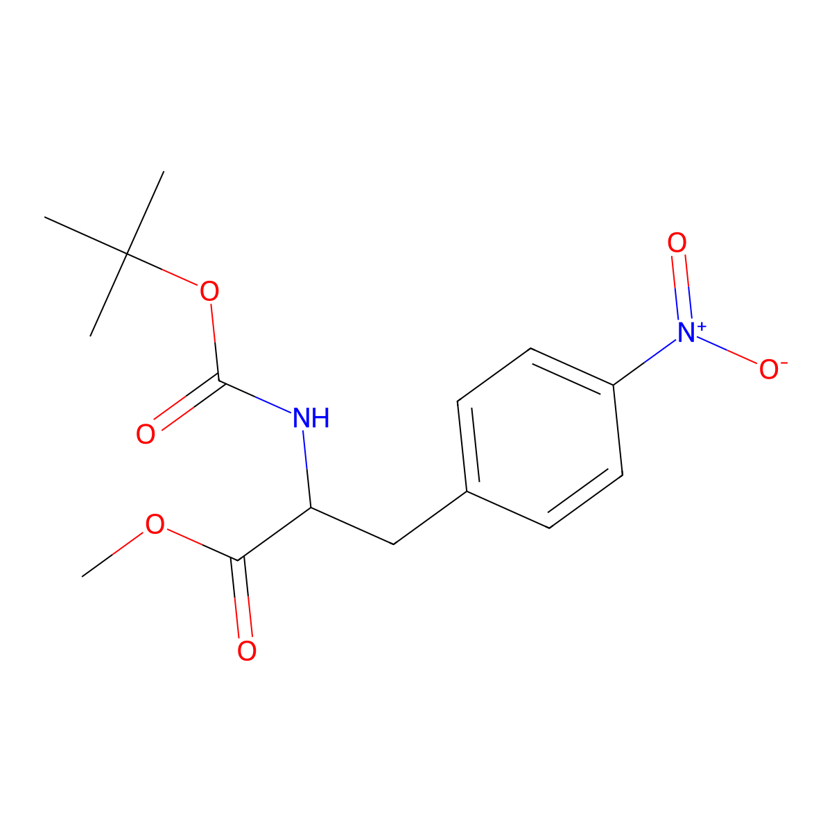 (S)-Methyl 2-((tert-butoxycarbonyl)amino)-3-(4-nitrophenyl)propanoate molecular structure, CAS 65615-89-6