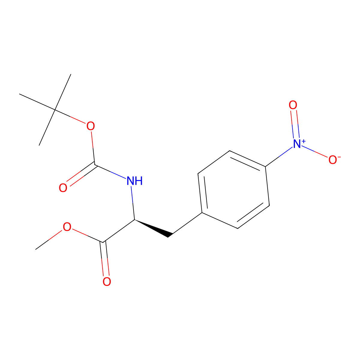 (S)-Methyl 2-((tert-butoxycarbonyl)amino)-3-(4-nitrophenyl)propanoate molecular structure, CAS 65615-89-6