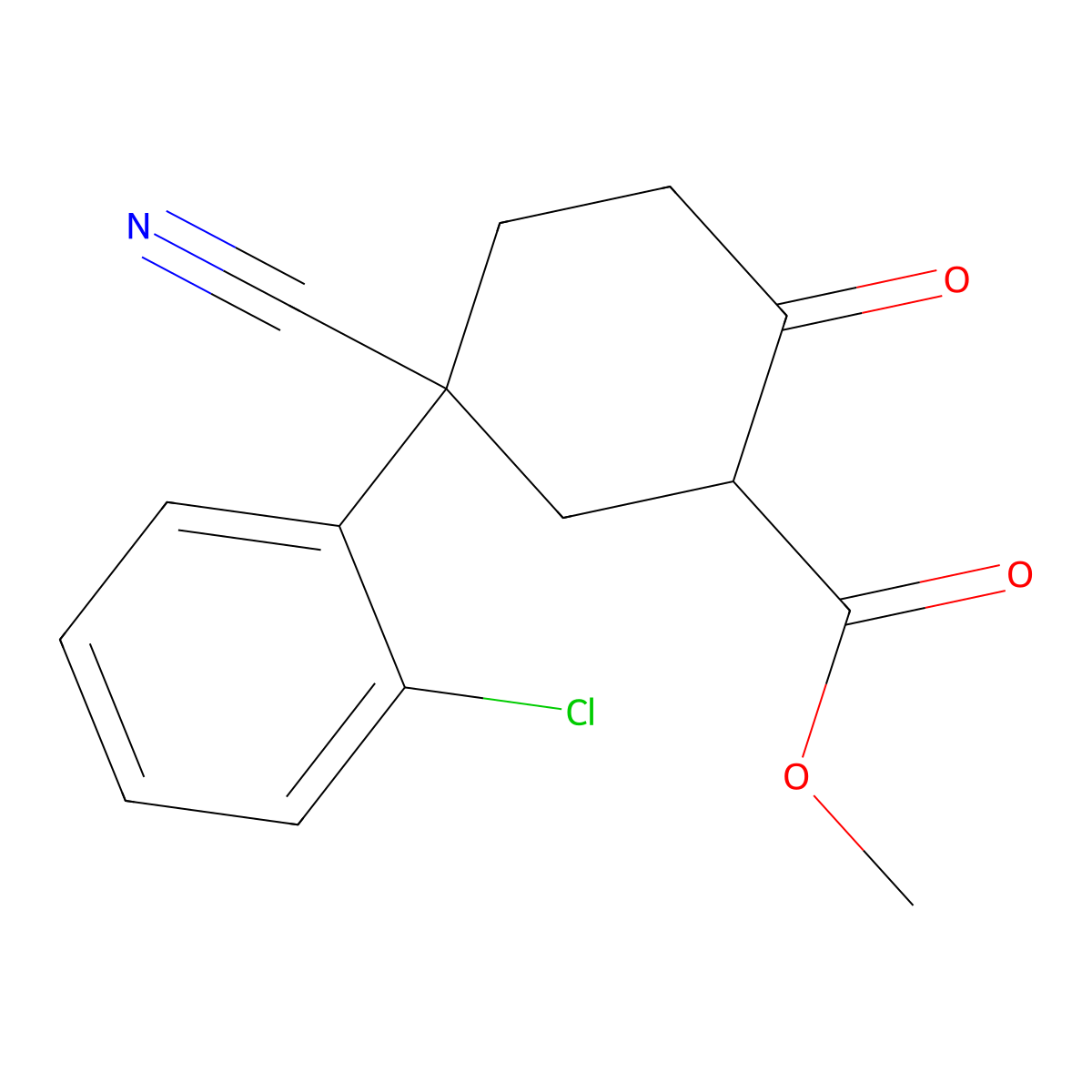 2-Carbomethoxy-4-cyano-4-(o-chlorophenyl)cyclohexanone molecular structure, CAS 65618-87-3