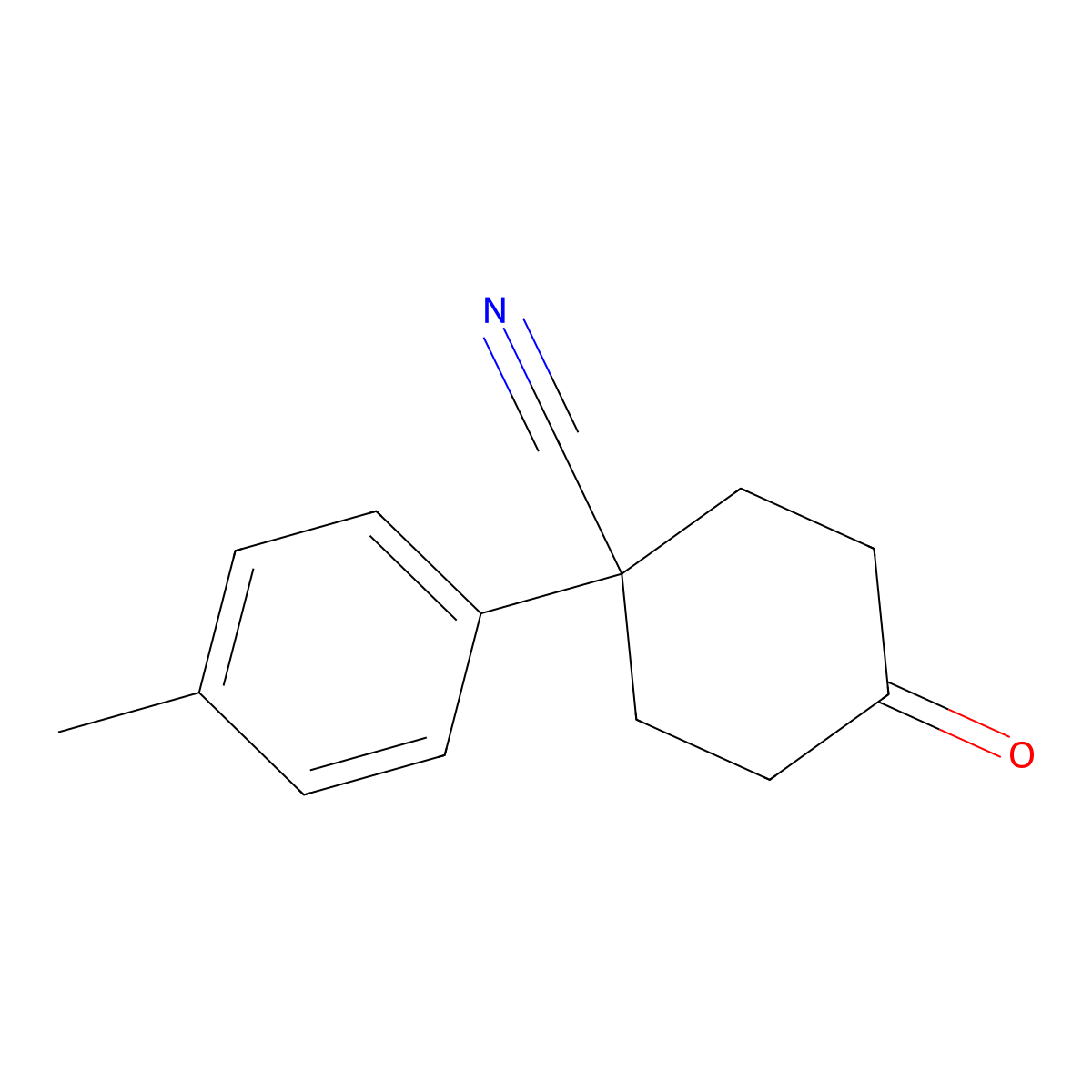 4-Oxo-1-(p-tolyl)cyclohexanecarbonitrile molecular structure, CAS 65619-01-4