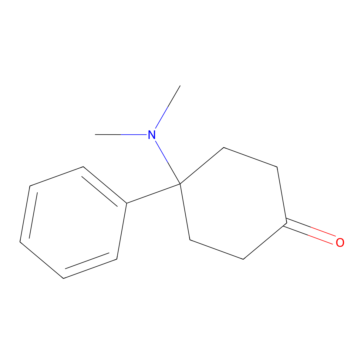 4-(Dimethylamino)-4-phenylcyclohexan-1-one molecular structure, CAS 65619-20-7