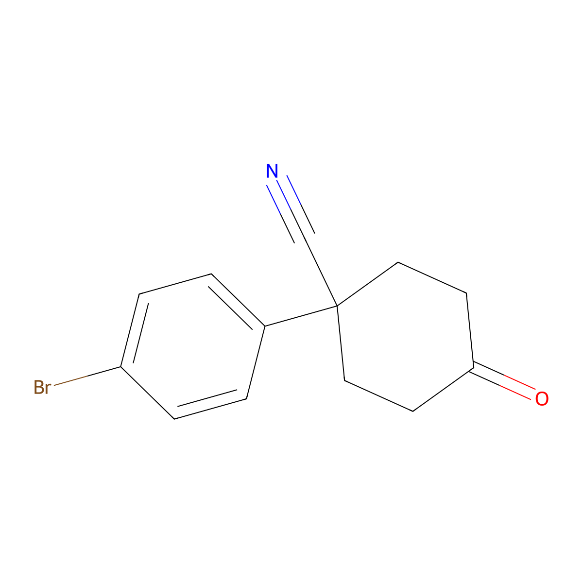 1-(4-Bromophenyl)-4-oxocyclohexanecarbonitrile molecular structure, CAS 65619-28-5