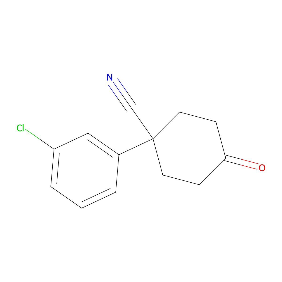 1-(3-Chlorophenyl)-4-oxocyclohexanecarbonitrile molecular structure, CAS 65619-29-6