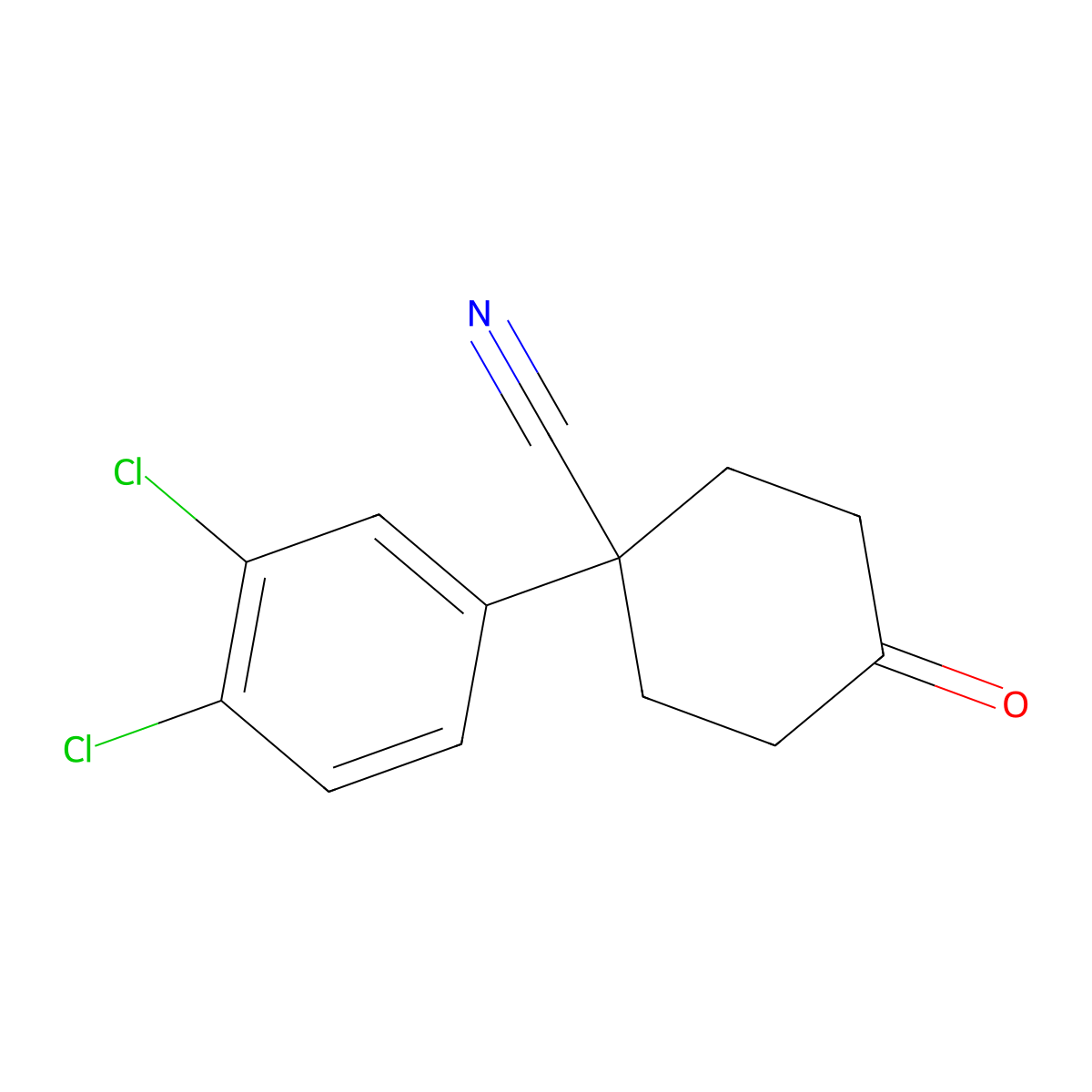 1-(3,4-Dichlorophenyl)-4-oxocyclohexanecarbonitrile molecular structure, CAS 65619-30-9