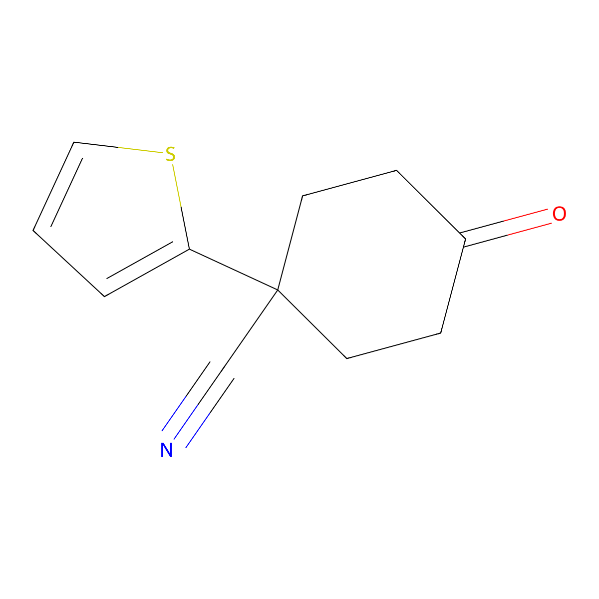4-Cyano-4-(thien-2-yl)cyclohexanone molecular structure, CAS 65619-58-1