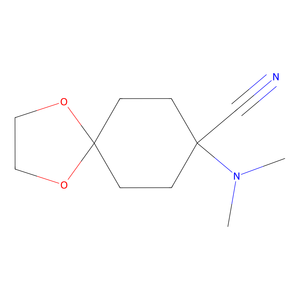 8-(Dimethylamino)-1,4-dioxaspiro[4.5]decane-8-carbonitrile molecular structure, CAS 65619-92-3