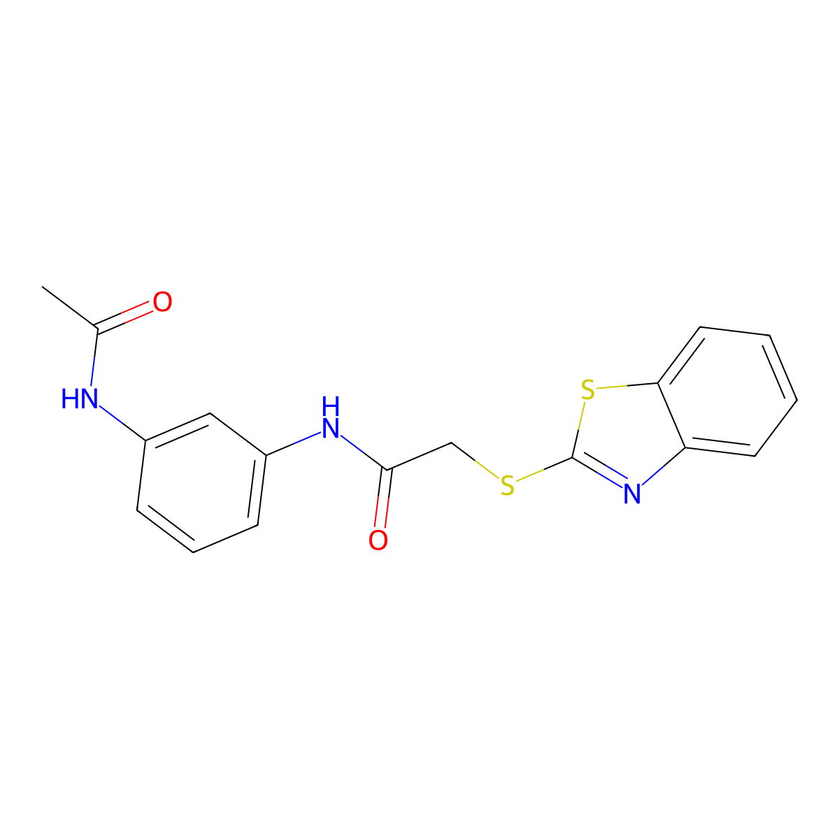 N-(3-Acetamidophenyl)-2-[(1,3-benzothiazol-2-yl)sulfanyl]acetamide molecular structure, CAS 6562-36-3