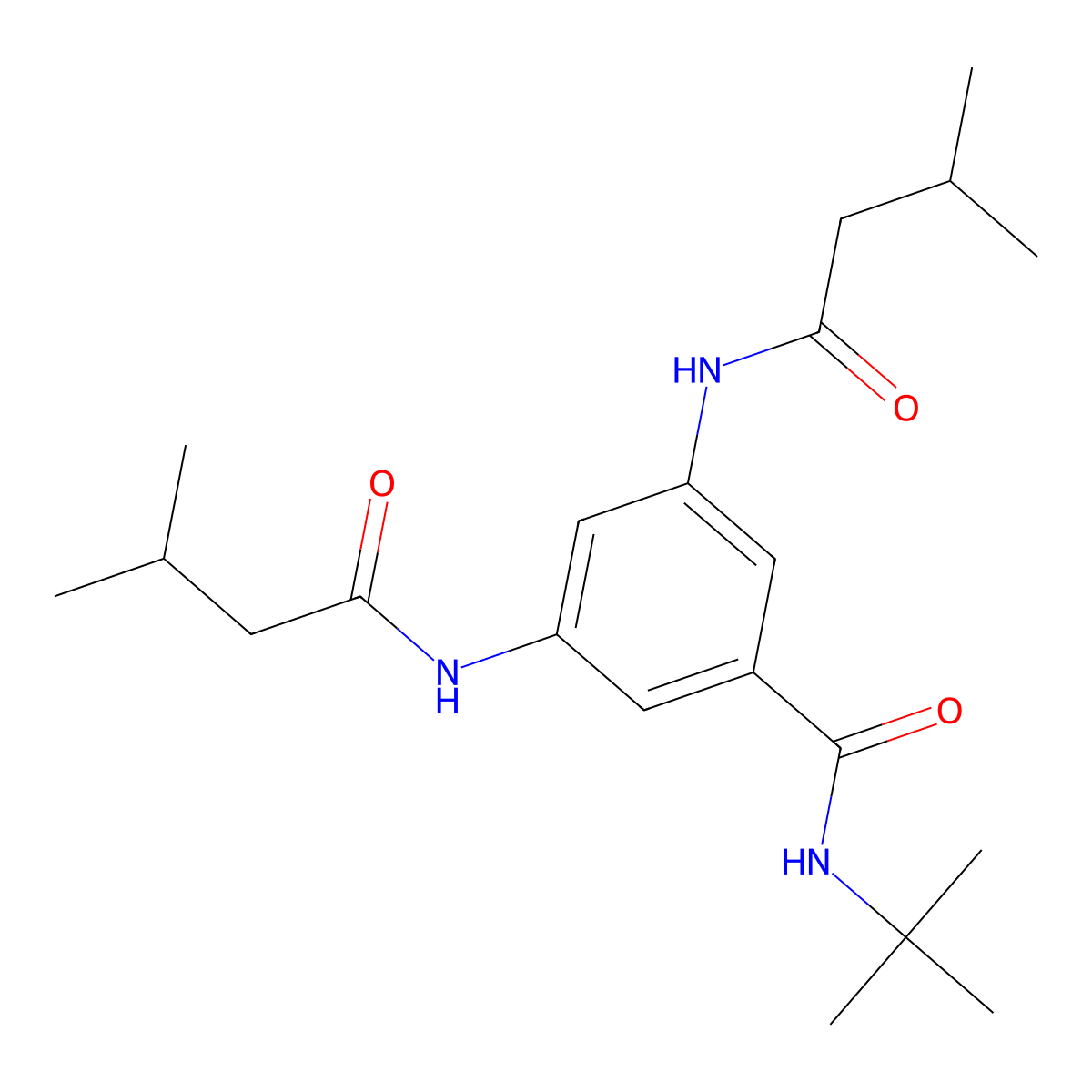 N-tert-butyl-3,5-bis(3-methylbutanoylamino)benzamide molecular structure, CAS 6562-42-1