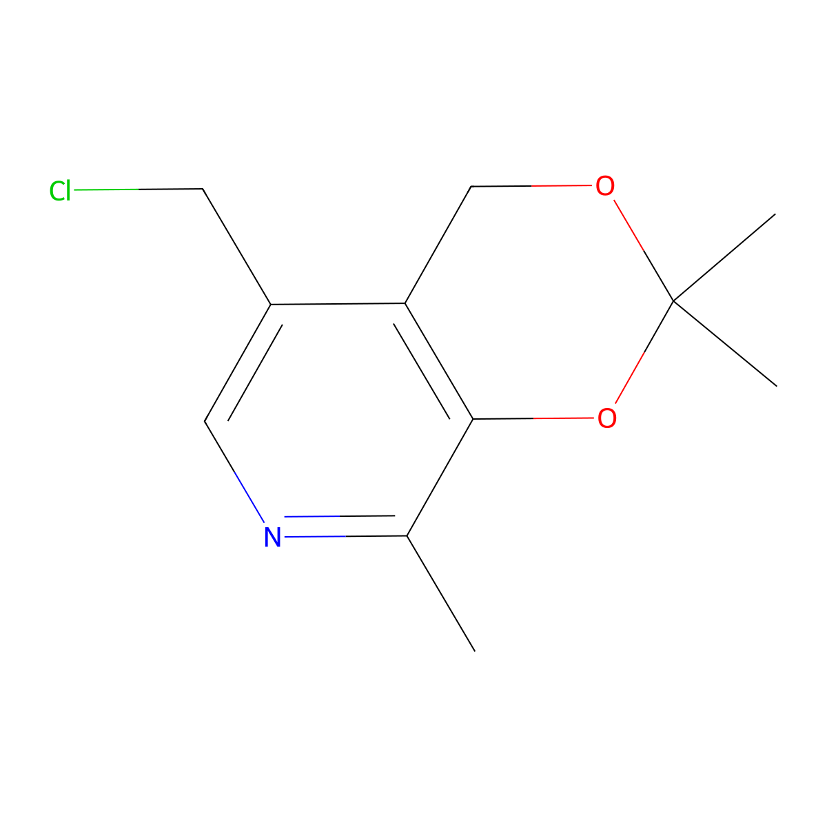 5-(Chloromethyl)-2,2,8-trimethyl-4H-(1,3)dioxino(4,5-c)pyridine molecular structure, CAS 6562-92-1