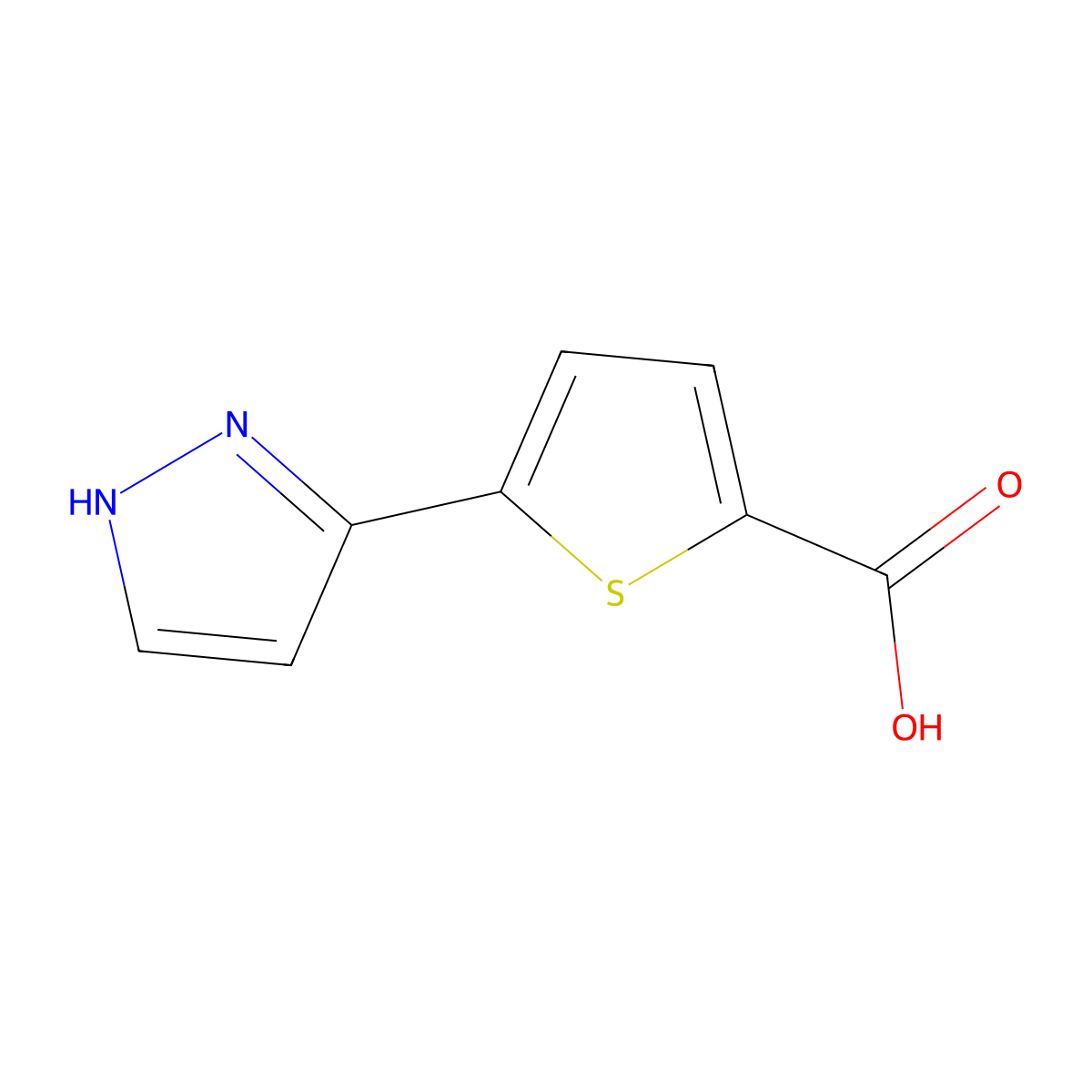 5-(1H-pyrazol-3-yl)thiophene-2-carboxylic acid molecular structure, CAS 656226-63-0