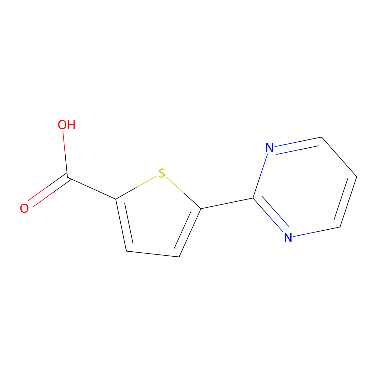 5-Pyrimidin-2-ylthiophene-2-carboxylic acid molecular structure, CAS 656226-79-8
