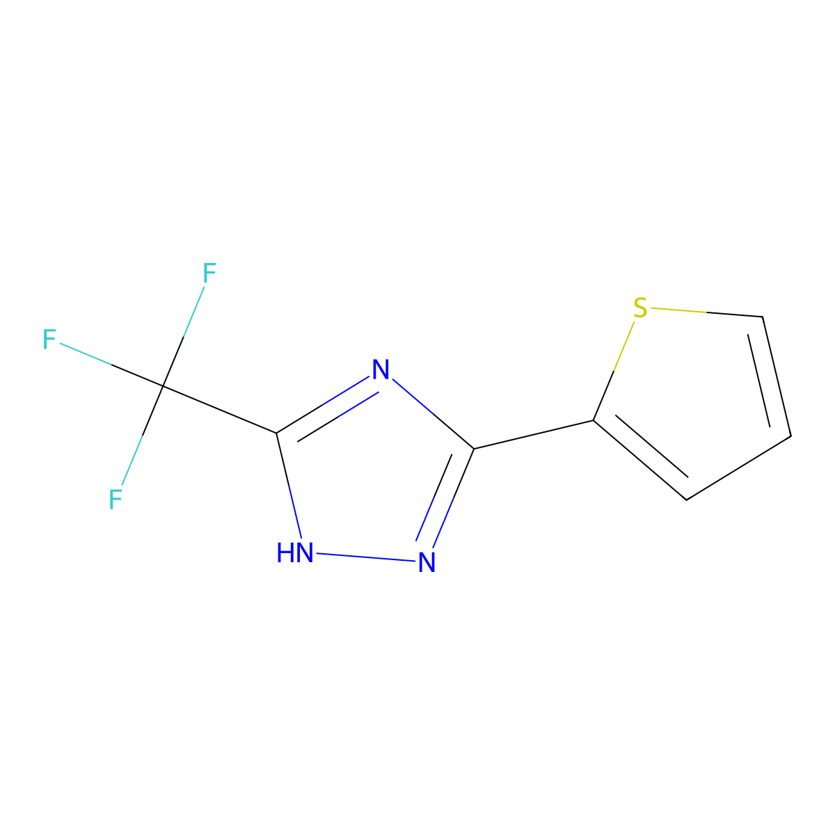 3-(Thiophen-2-yl)-5-(trifluoromethyl)-1H-1,2,4-triazole molecular structure, CAS 656227-38-2