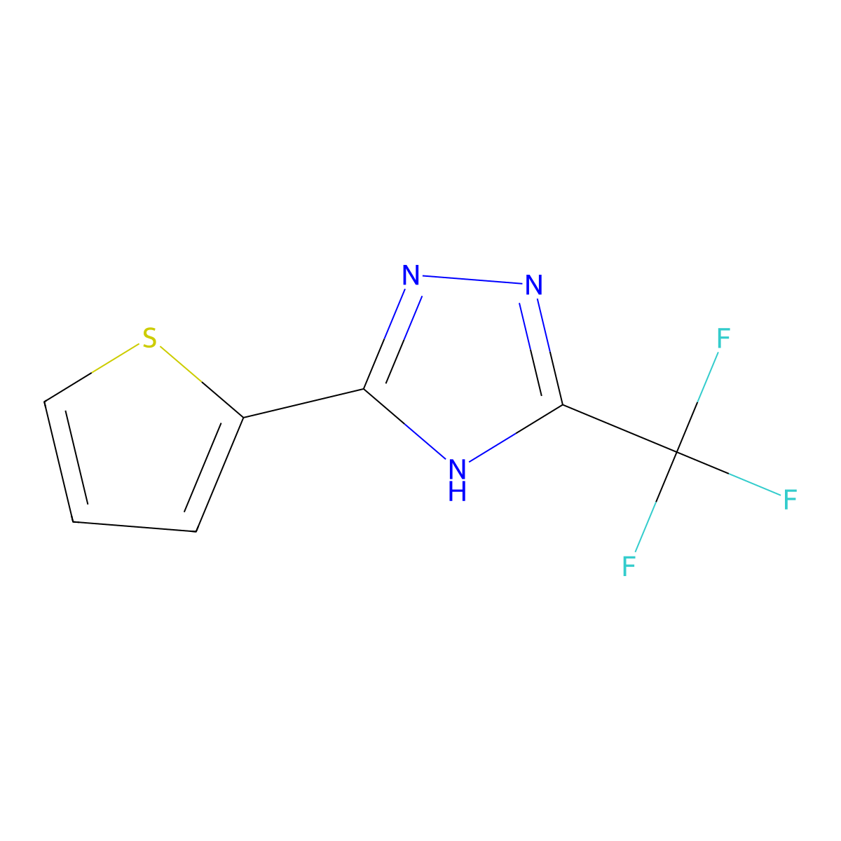 3-(Thiophen-2-yl)-5-(trifluoromethyl)-1H-1,2,4-triazole molecular structure, CAS 656227-38-2