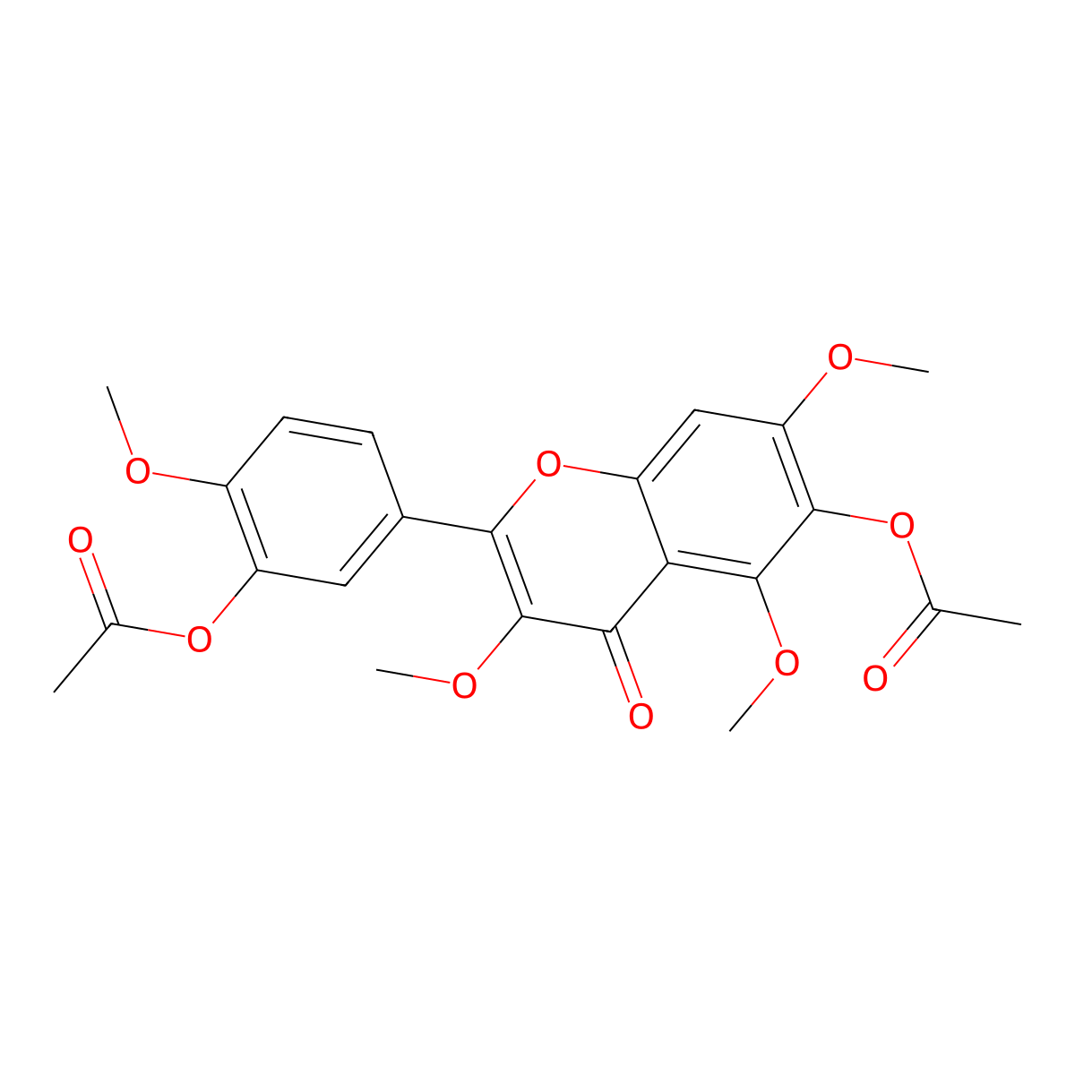 5-(6-Acetyloxy-3,5,7-trimethoxy-4-oxochromen-2-yl)-2-methoxyphenyl acetate molecular structure, CAS 656236-73-6