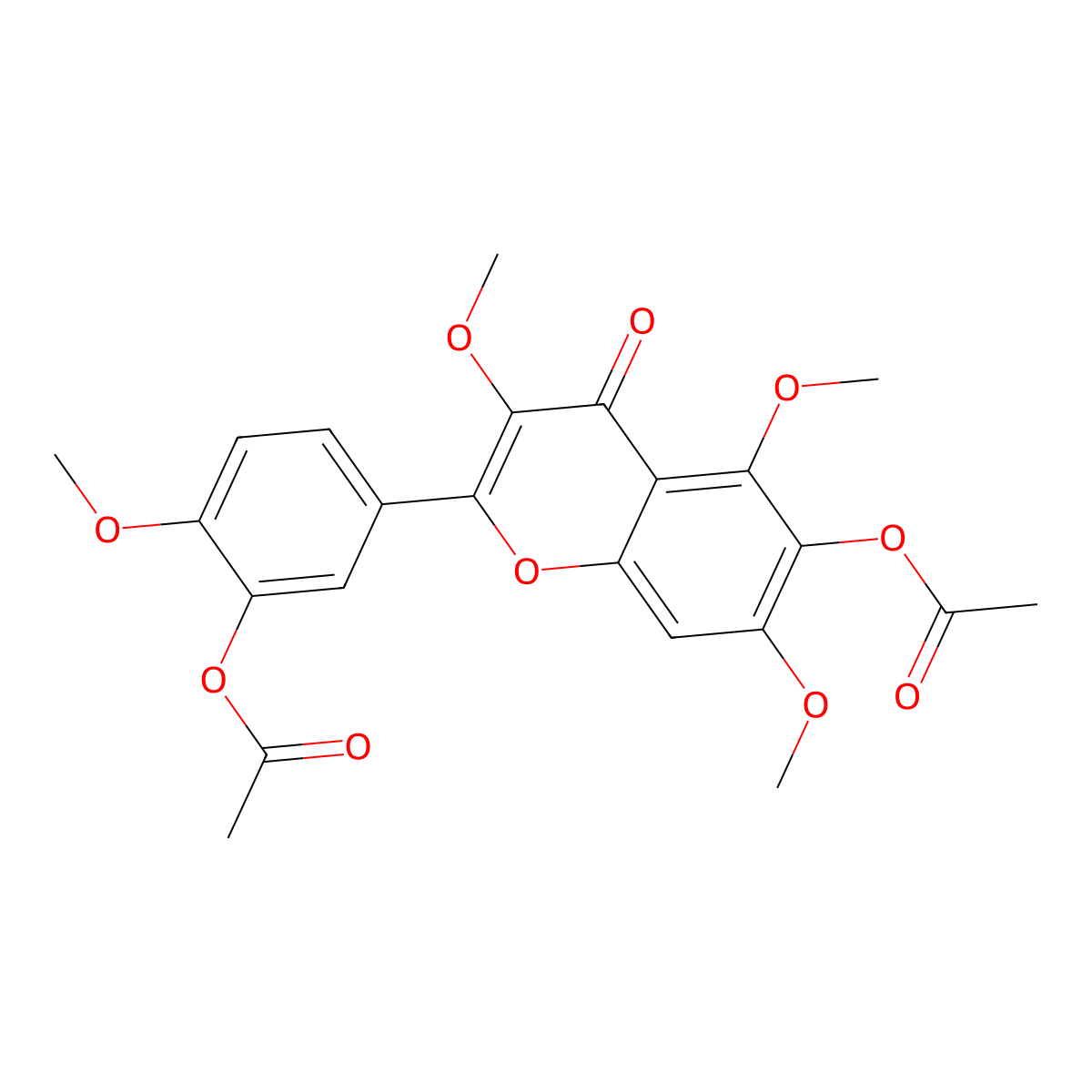 5-(6-Acetyloxy-3,5,7-trimethoxy-4-oxochromen-2-yl)-2-methoxyphenyl acetate molecular structure, CAS 656236-73-6