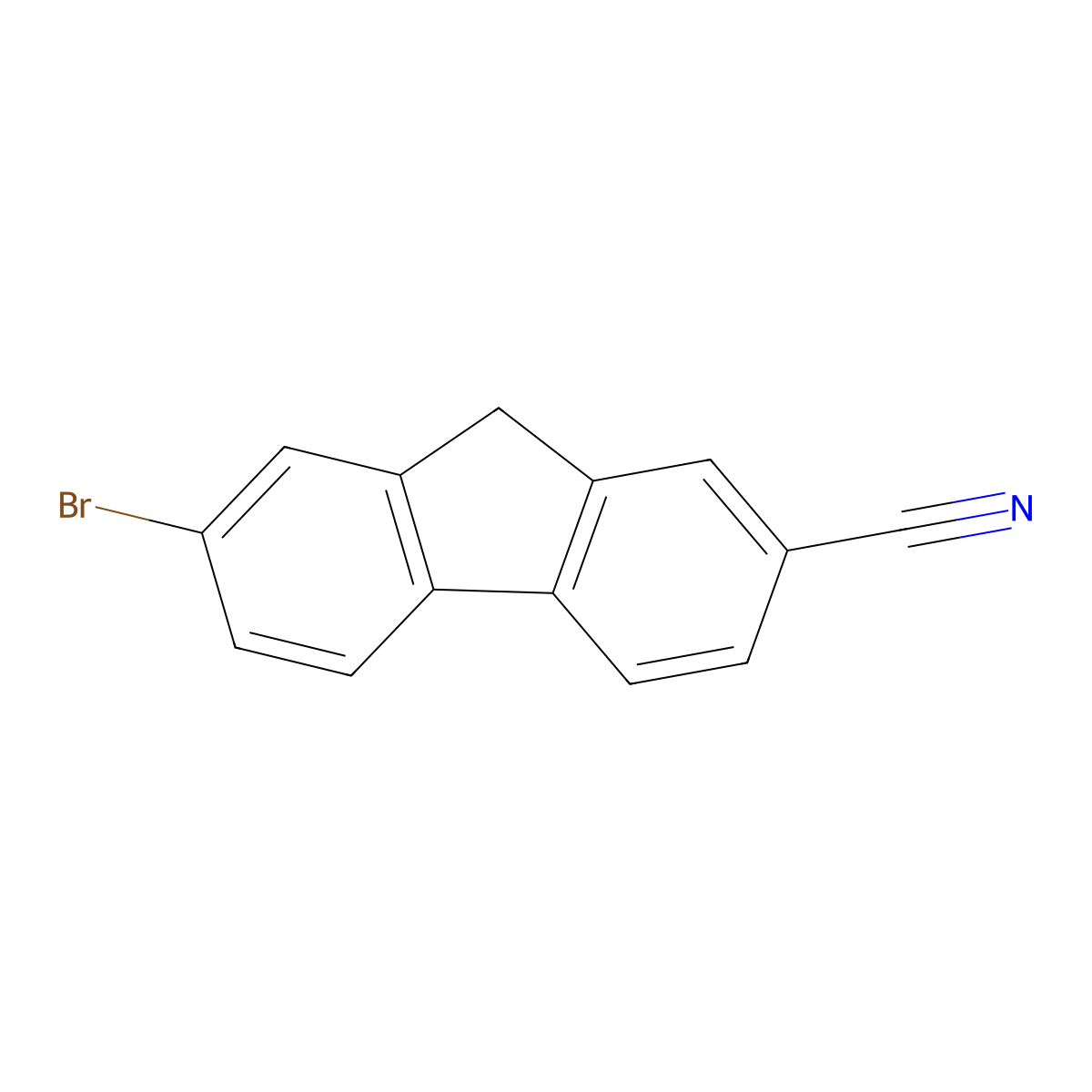 7-bromo-9H-fluorene-2-carbonitrile molecular structure, CAS 656238-34-5