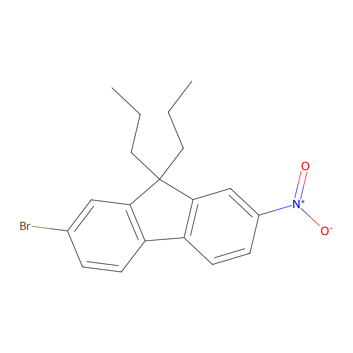 9H-Fluorene, 2-bromo-7-nitro-9,9-dipropyl- molecular structure, CAS 656238-35-6