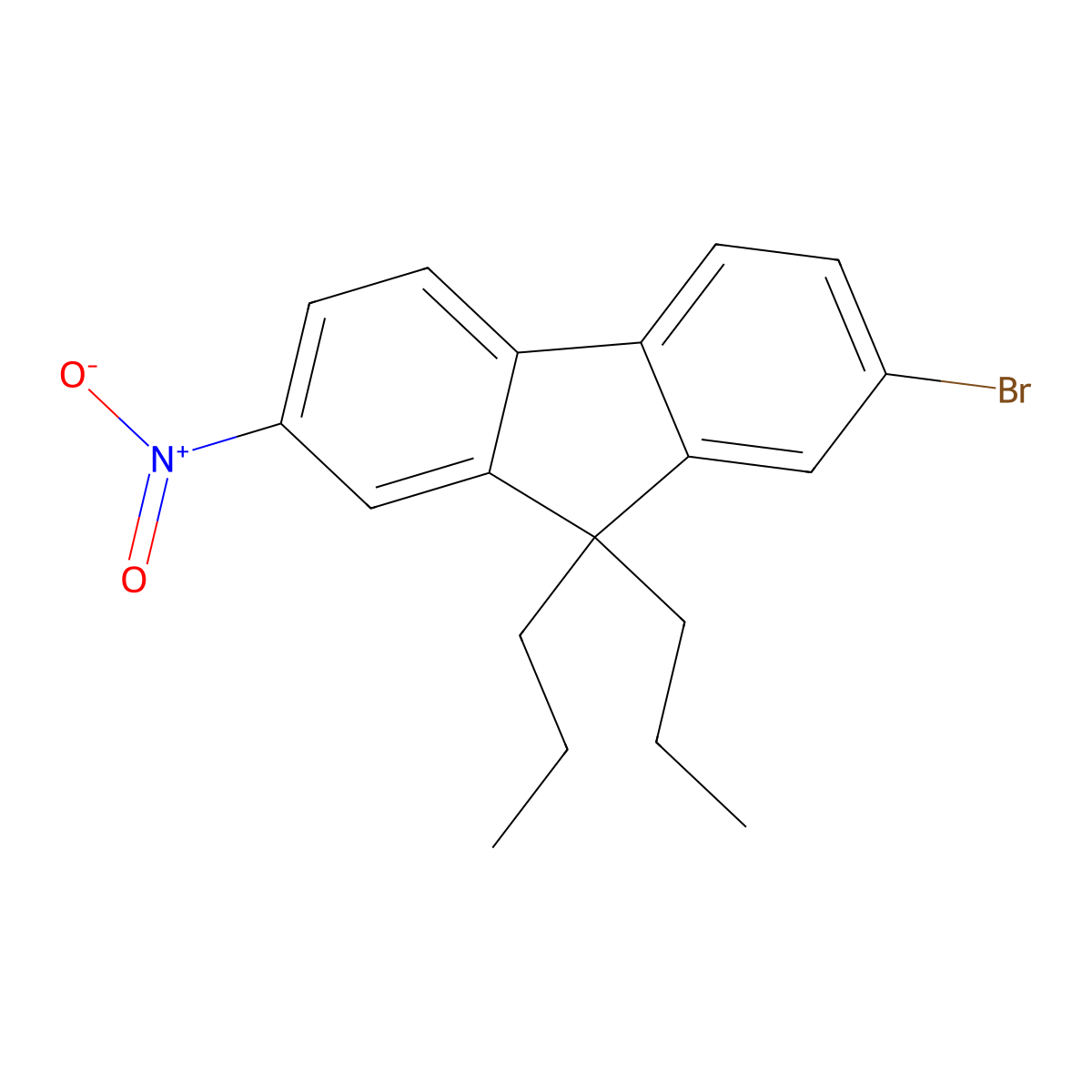9H-Fluorene, 2-bromo-7-nitro-9,9-dipropyl- molecular structure, CAS 656238-35-6
