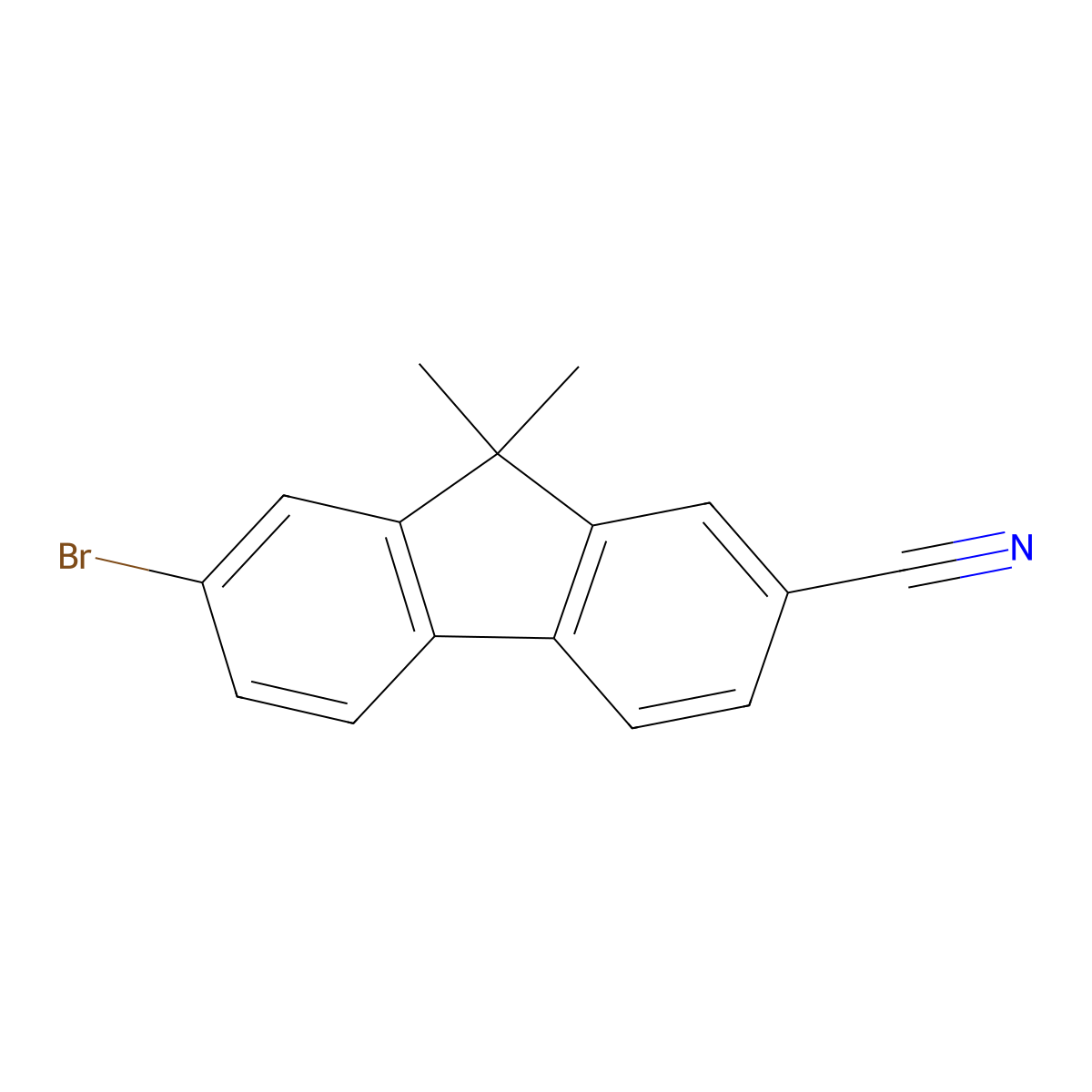 7-bromo-9,9-dimethyl-9H-fluorene-2-carbonitrile molecular structure, CAS 656238-36-7