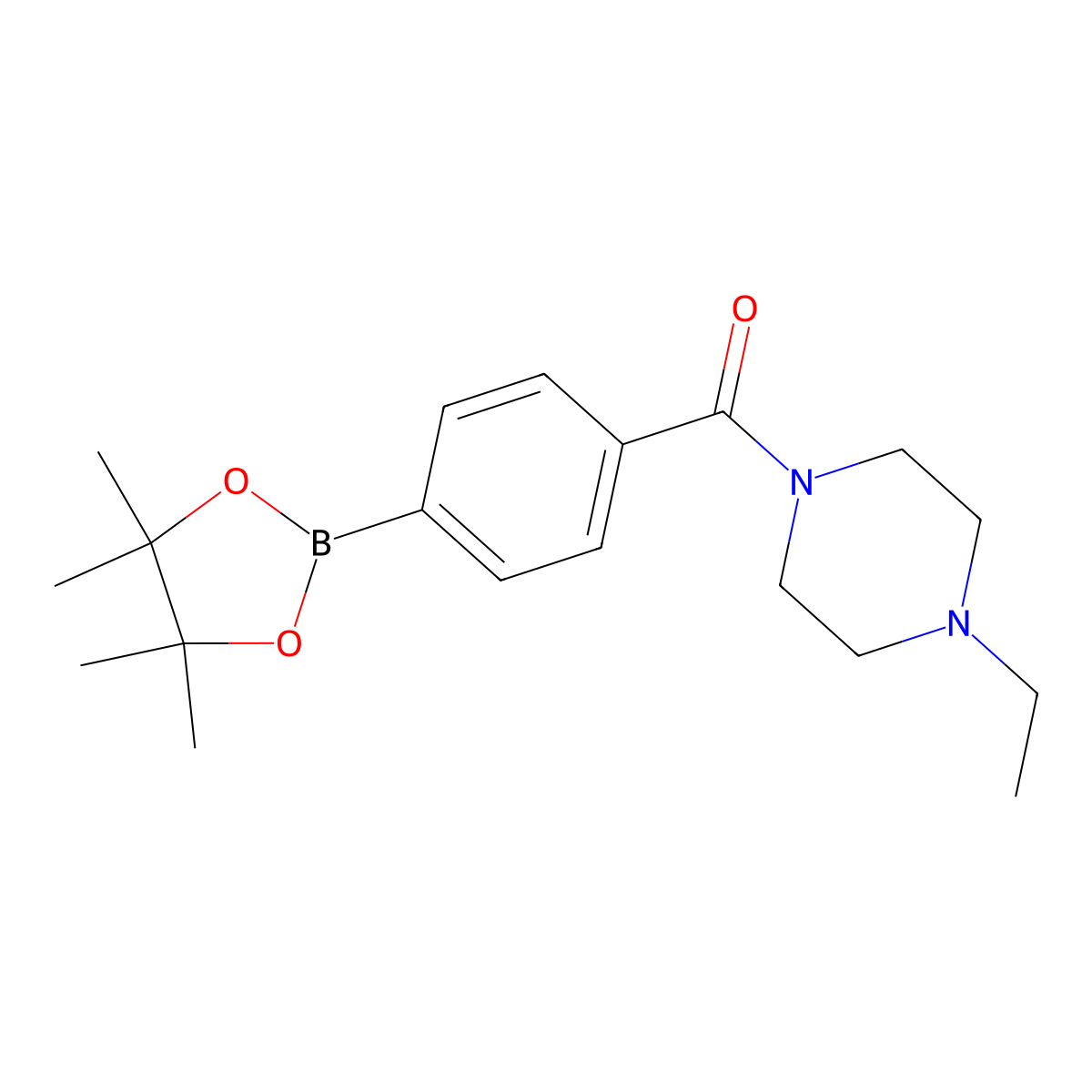 1-Ethyl-4-[4-(tetramethyl-1,3,2-dioxaborolan-2-yl)benzoyl]piperazine molecular structure, CAS 656239-39-3