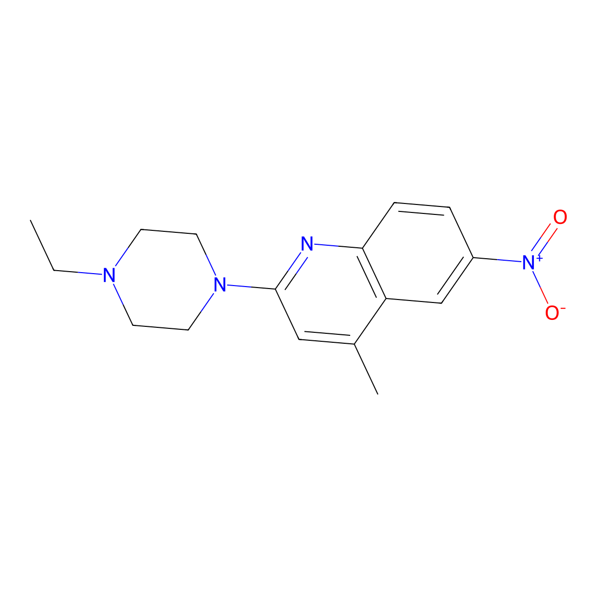 2-(4-Ethylpiperazin-1-yl)-4-methyl-6-nitroquinoline molecular structure, CAS 656243-33-3