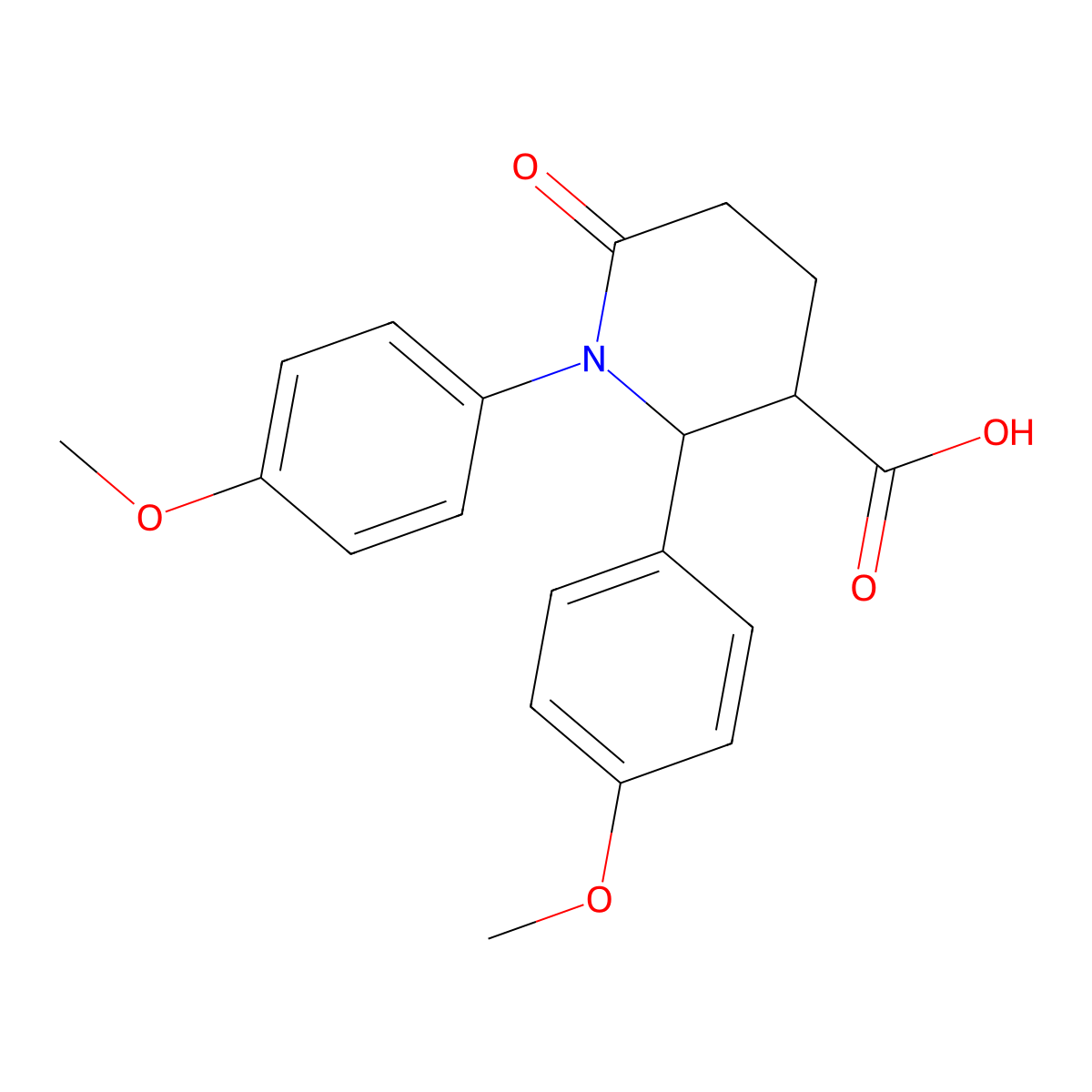 1,2-Bis(4-methoxyphenyl)-6-oxopiperidine-3-carboxylic acid molecular structure, CAS 656243-36-6