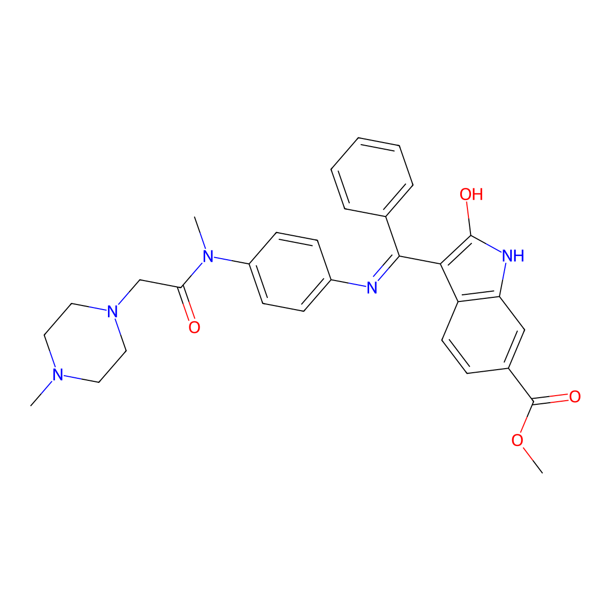 Nintedanib molecular structure, CAS 656247-17-5