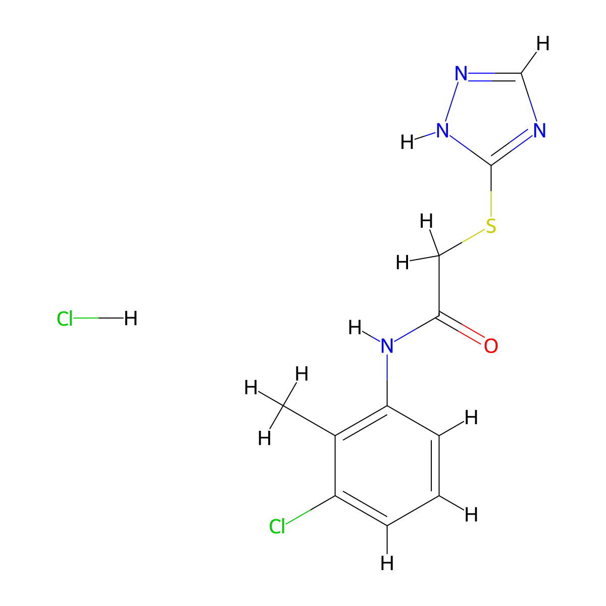 N-(3-Chloro-2-methylphenyl)-2-(4H-1,2,4-triazol-3-ylthio)acetamide hydrochloride molecular structure, CAS 656250-15-6
