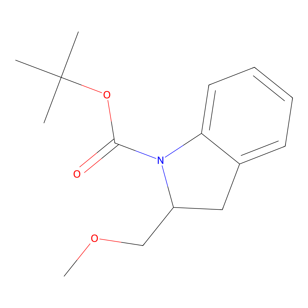 tert-Butyl 2-(methoxymethyl)indoline-1-carboxylate molecular structure, CAS 656257-05-5