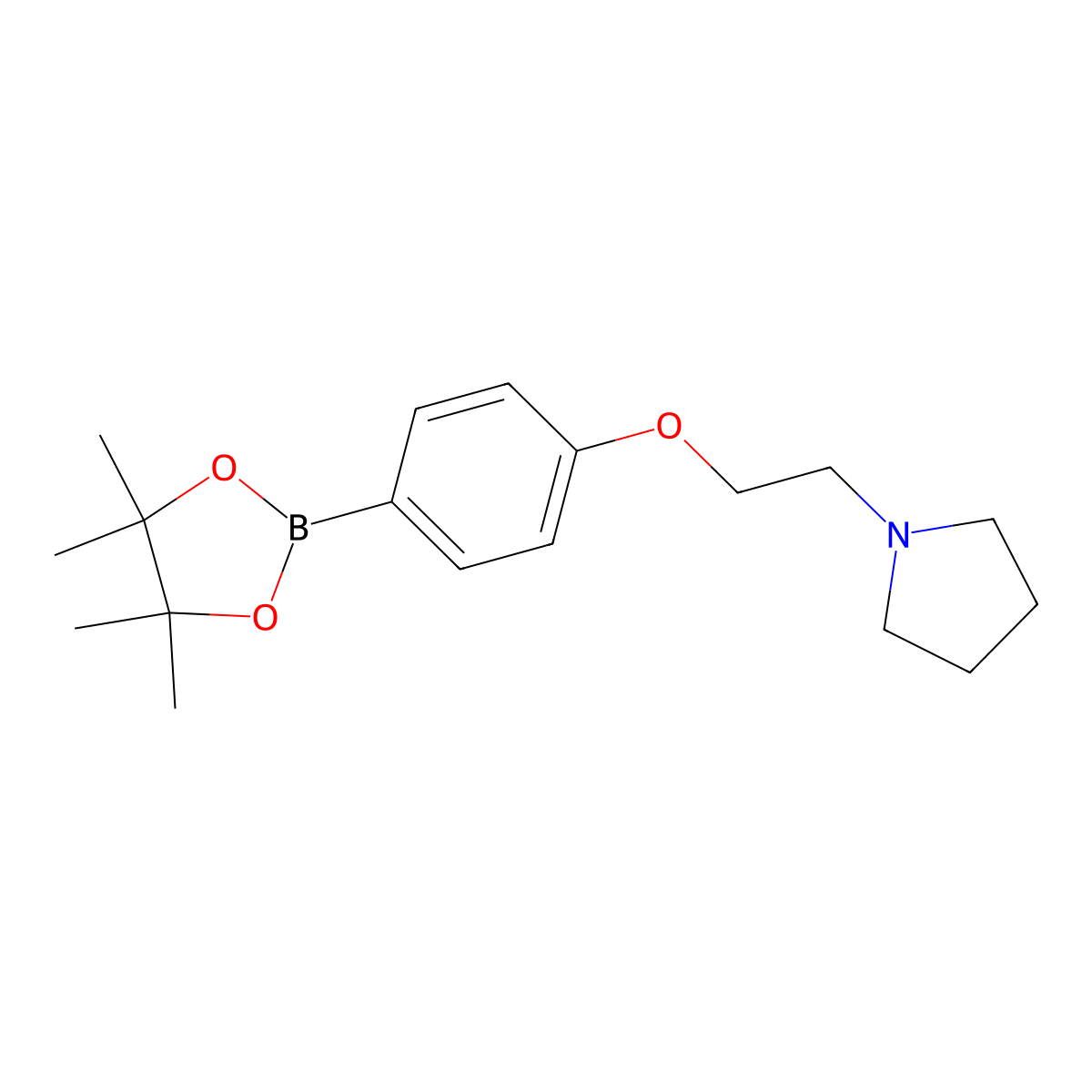 1-(2-(4-(4,4,5,5-Tetramethyl-1,3,2-dioxaborolan-2-yl)phenoxy)ethyl)pyrrolidine molecular structure, CAS 656257-46-4