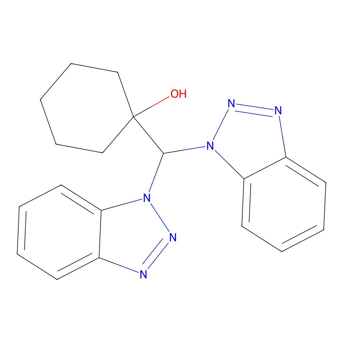 1-[Bis(1H-1,2,3-benzotriazol-1-yl)methyl]cyclohexan-1-ol molecular structure, CAS 656260-55-8