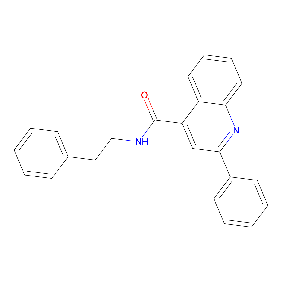 N-phenethyl-2-phenylquinoline-4-carboxamide molecular structure, CAS 65628-69-5